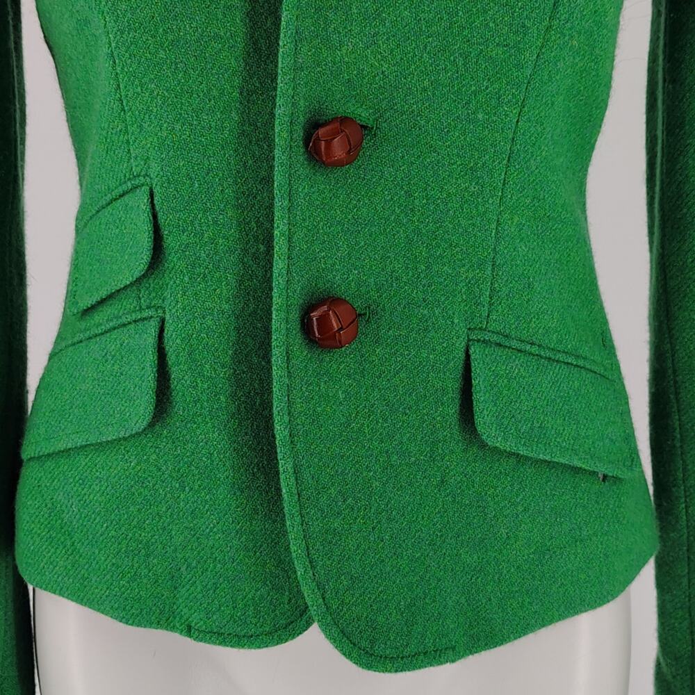 Rugby Ralph Lauren Green Wool Suede Arm Patches Equestrian Blazer Jacket Size 2 - Picture 12 of 16